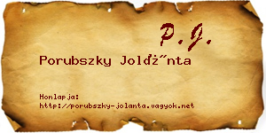 Porubszky Jolánta névjegykártya